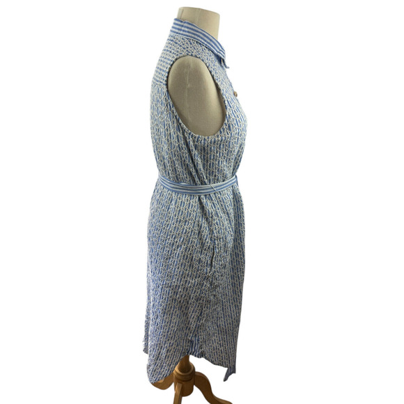 By Anthropologie Kismet Shirtdress Eyelet Lace Stripe Dress Anthro 12P 12 Petite - Picture 15 of 16